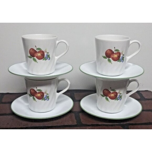 24pc Corelle Chutney Dinnerware set Plates/Bowls/Cups Saucers swirl fruit design - Picture 15 of 16